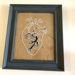 Rustic picture frame with glass painting if a breaking heart